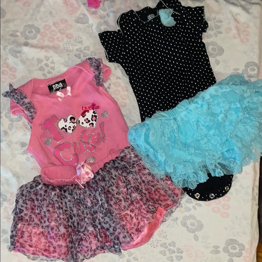 Vibrant Pink and Blue Dance Set with Tutu